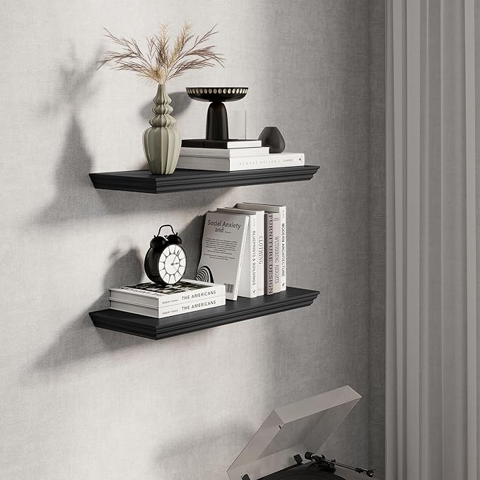 Fun Memories Floating Shelves 24 Inch Long, 9.3 Inch Deep Classic Crown Molding