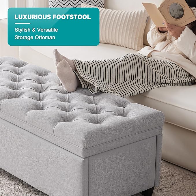 Mangodan 50" Storage Ottoman Bench, Tufted Ottoman