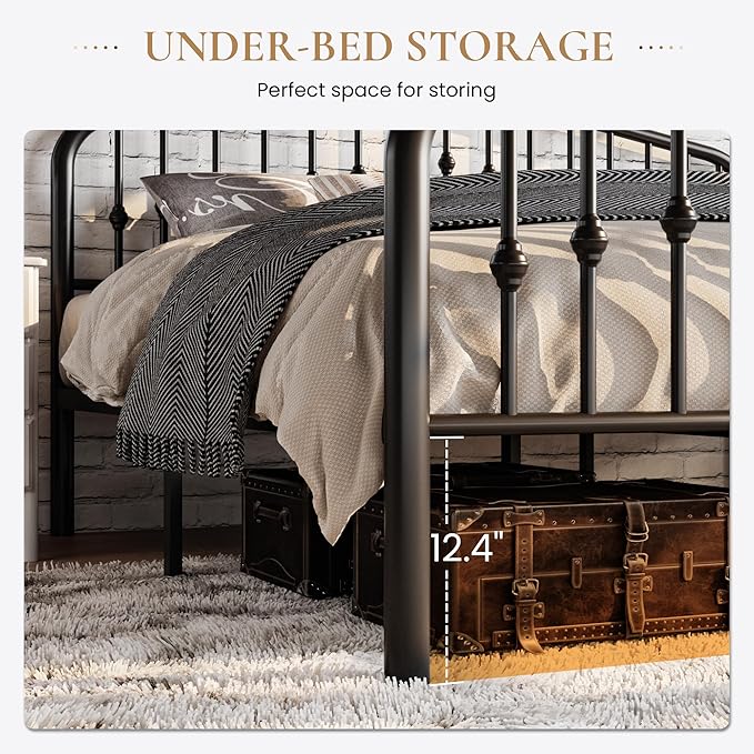 SHA CERLIN Twin Size Metal Platform Bed Frame