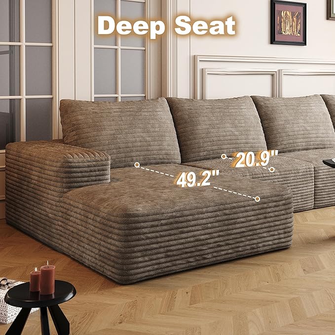 136" Sectional Couches for Living Room Cloud Couch Sofa
