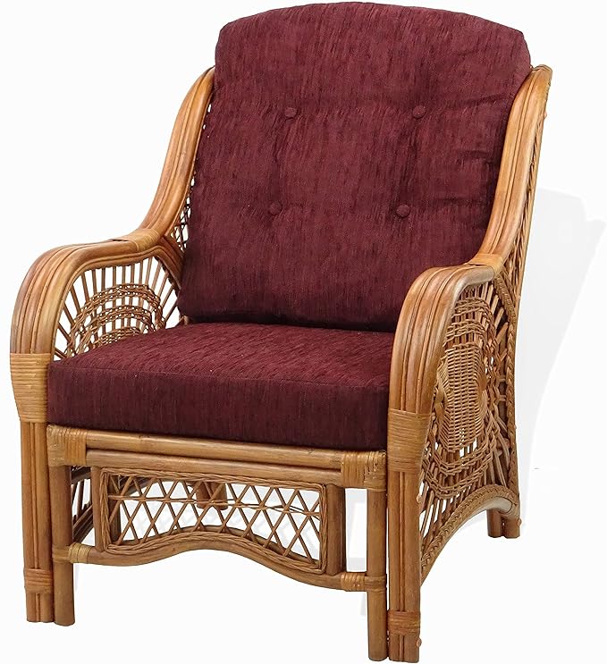 Malibu Lounge Living Accent Armchair Natural Rattan Wicker Handmade Design