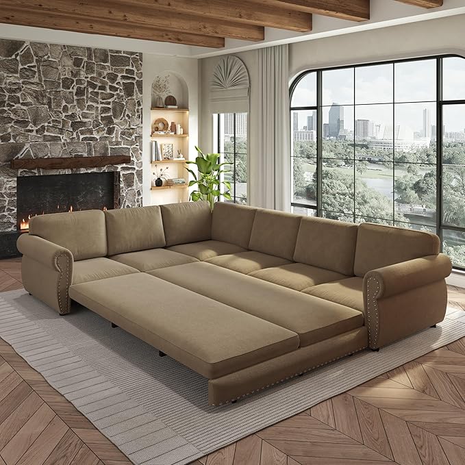 118" L-Shaped Sleeper Couch Bed