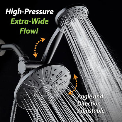AquaDance 7" Premium High Pressure 3-Way Rainfall Combo Combines The Best of Both Worlds-Enjoy Luxurious Rain Showerhead and 6-Setting Hand Held Shower Separately or Together, Matte Black