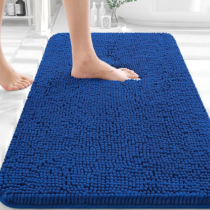 OLANLY Bathroom Rugs 32x20, Extra Soft Absorbent Chenille Bath Rugs, Rubber Backing Quick Dry, Machine Washable Bath Mats for Bathroom Floor, Tub and Shower, Home Decor Accessories, Royal Blue
