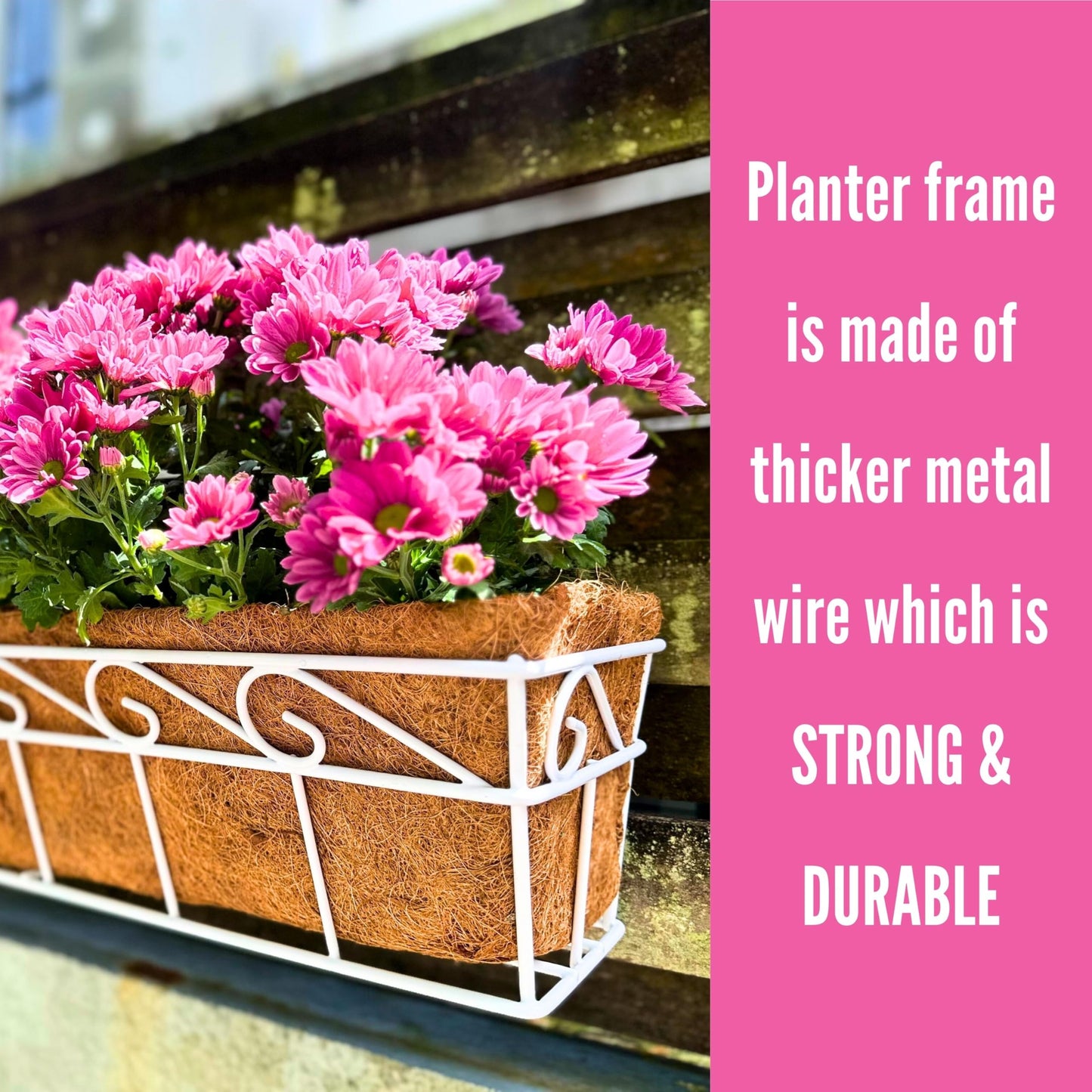 LaLaGreen Bundle (2 Pack, 30 Inch White + 2 Pack, 30 Inch Black) Window Flower Boxes Basket Outdoor, Balcony Planter Over The Rail, Deck Railing Metal Horse Troughs Fence Patio Porch Garden Decor