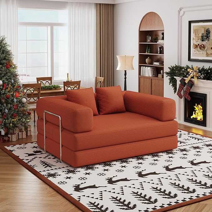 BSHOMGI Folding Sofa Bed, 4 in 1 Convertible Sofas to Lounger Comfy Single Bean