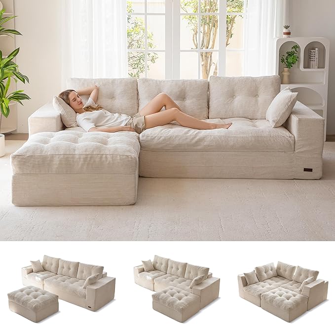 MAXYOYO 104" L Shaped Modular Sectional Sofa
