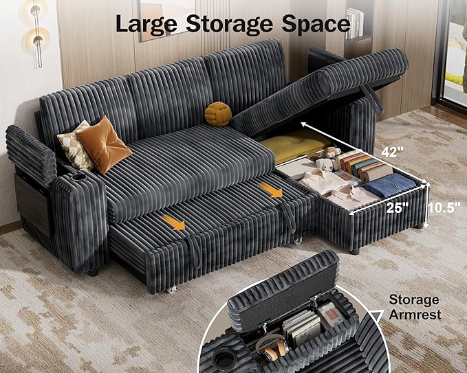 Vipbear 86" Modular Sectional Sleeper Sofa
