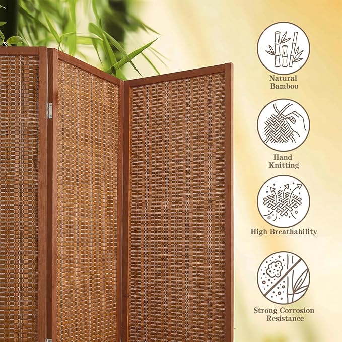 6 Panel Room Divider and Extra Wide Folding Privacy Screen, 94.5" W x 67" H