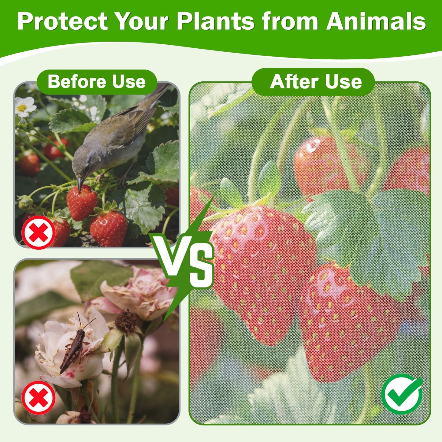 2 Pack Garden Vertical Planter Pot Insect Bird Netting,39.4" x 20" Stackable 5 Tier Strawberry Planter Pot Garden Mesh Plant Cover with Zipper for Outdoor Strawberry Herb Flower Protection