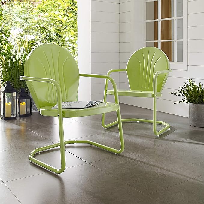 Crosley Furniture Griffith Outdoor Chair, Retro Metal Patio Chairs