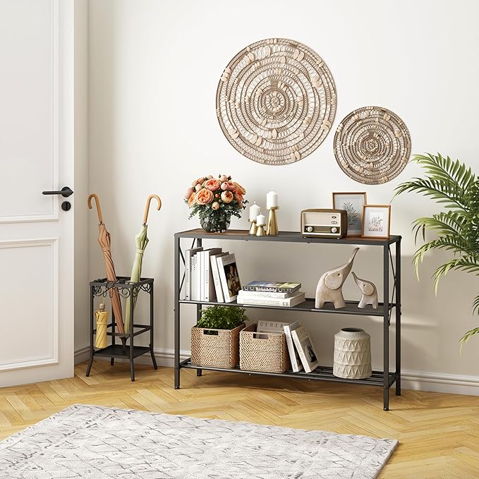 Hoctieon Industrial Console Table, 3 Tier Entryway Table, Hallway Table