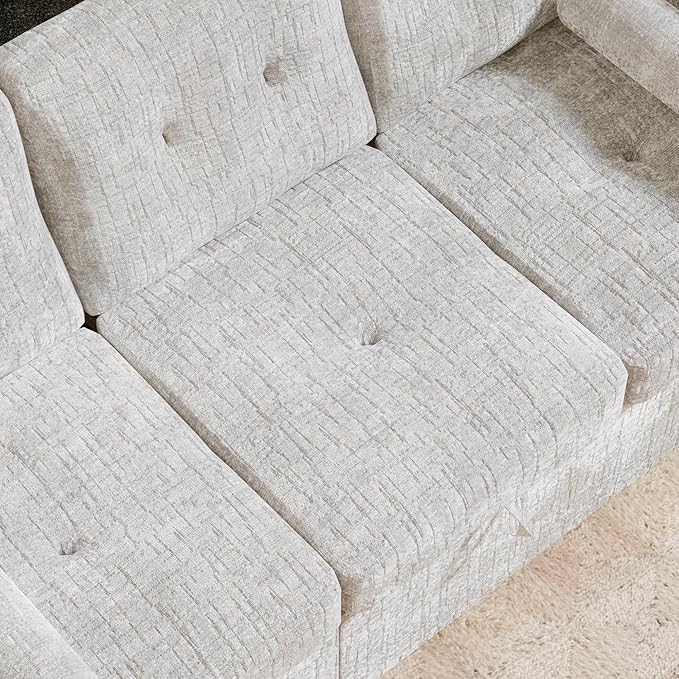 Convertible Sleeper Sofa Bed, 63 Inch Chenille Pull Out Couch