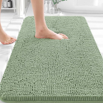 OLANLY Bathroom Rugs 35x24, Extra Soft Absorbent Chenille Bath Rugs, Rubber Backing Quick Dry, Machine Washable Bath Mats for Bathroom Floor, Tub and Shower, Home Decor Accessories, Sage Green