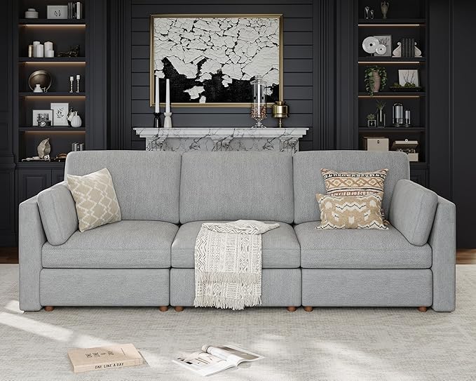 115'' Oversized Modular Sectional Sofa, Solid Wood Frame Sofa, Removable