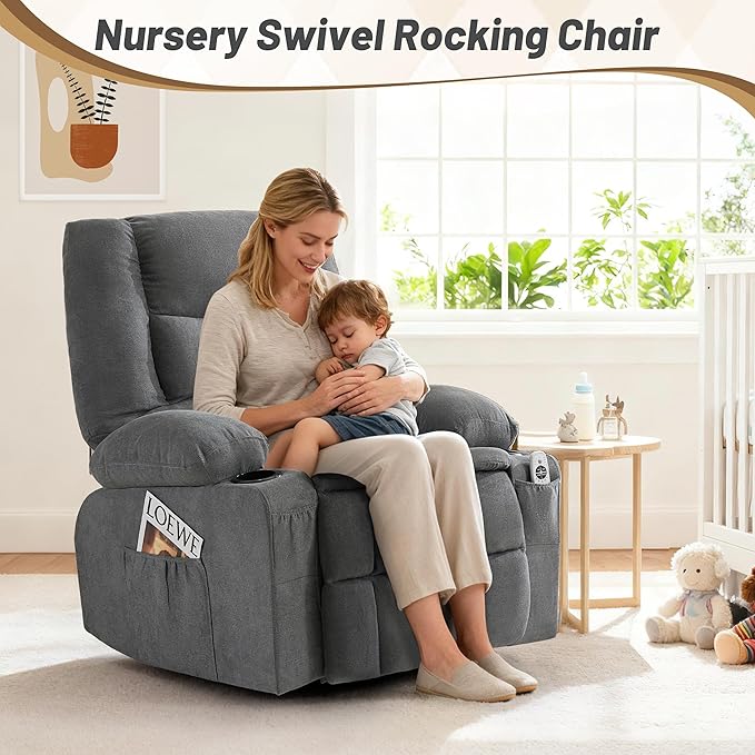Oversized Swivel Rocker Recliner Chair