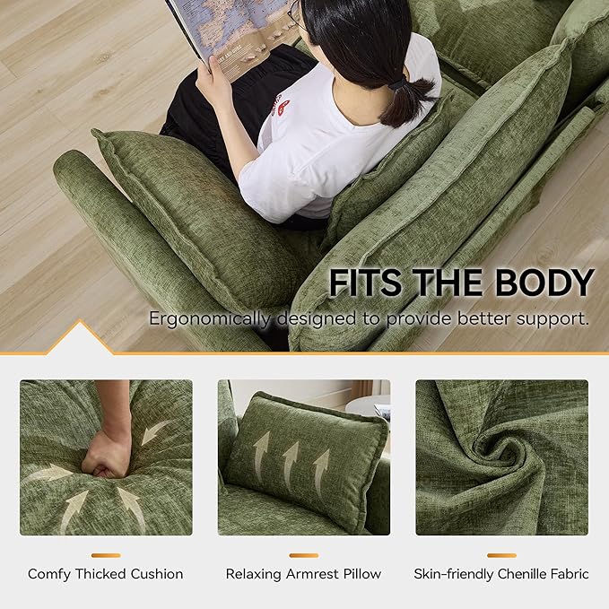 113'' V Shaped Cloud Sectional Sofa, Oversized Deep Seat Couches