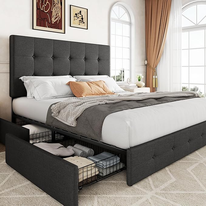 Allewie Upholstered Full Size Platform Bed Frame
