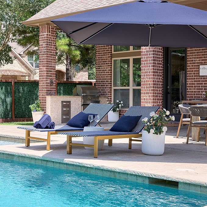 PURPLE LEAF Extra Wide Patio Chaise Lounge Set of 2 Outdoor Lounger French PE
