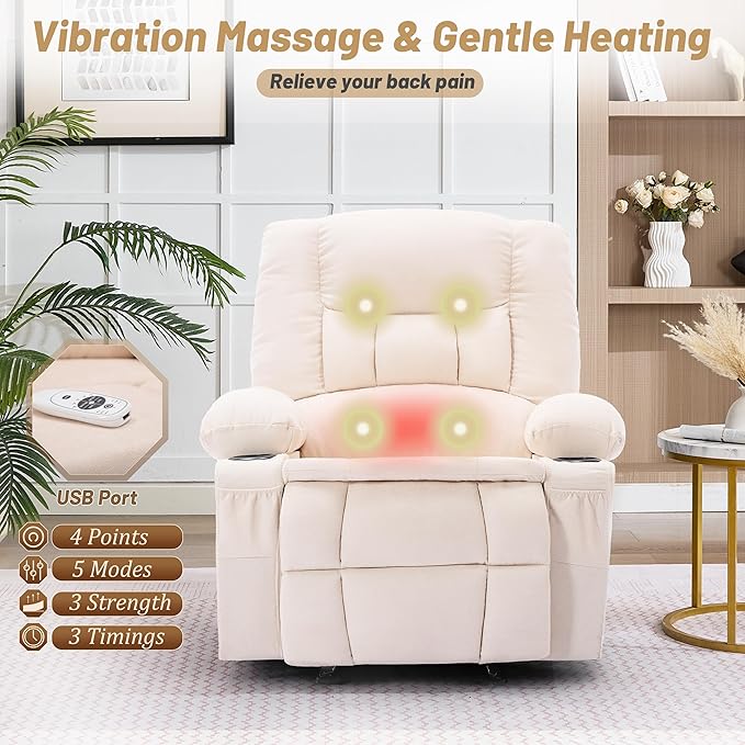 Rocker Recliner Chair with Massage and Heat, Nursery Rocking Chairs