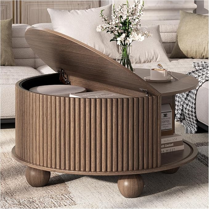 SULIVES Round Coffee Table