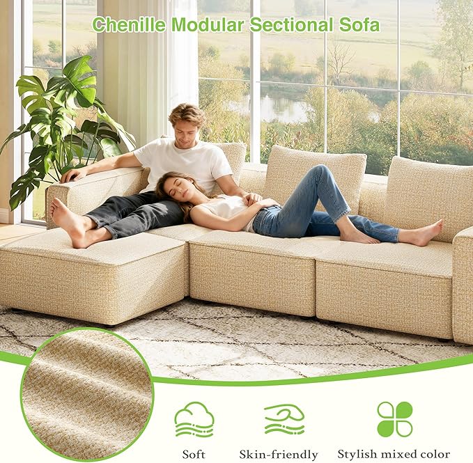 Welzona 75" loveseat Sofa, Comfy Chenille Love Seat, Wood Frame Small Couches