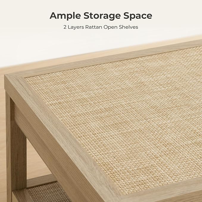 SICOTAS Rattan Coffee Table for Living Room