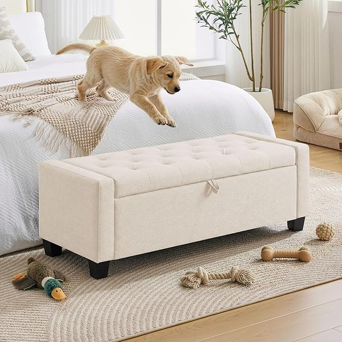 Huatean Home 43" Ottoman with Storage, Storage Ottoman Bench with Safety Hinge