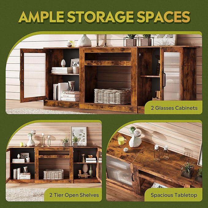 WLIVE Farmhouse TV Stand for 75 inch TV, Entertainment Center