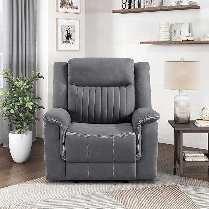 Lexicon Manual Recliner Chair, Polished Microfiber Reclining Sofa Chair