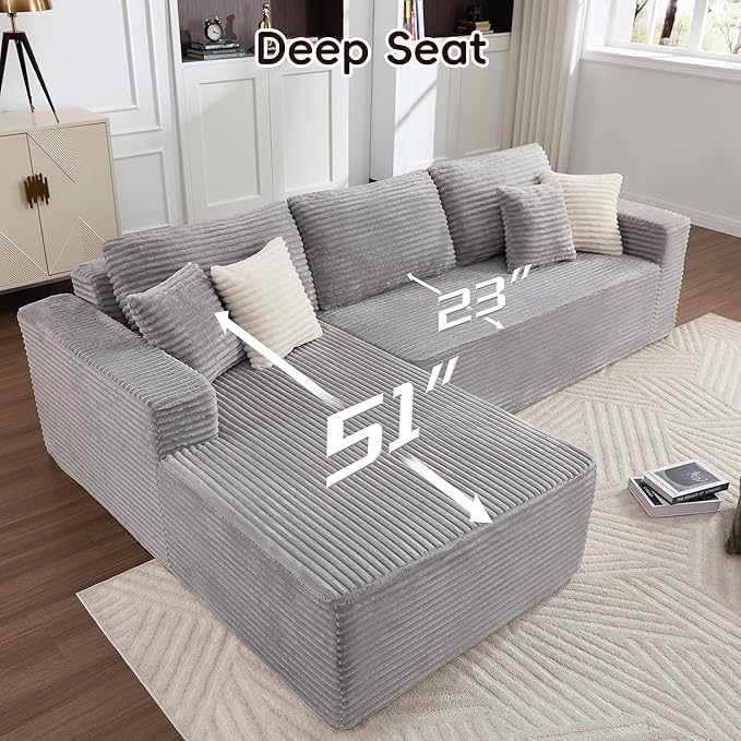 Opiesit 108" Boneless Couches for Living Room, Modular Sectional Sofa