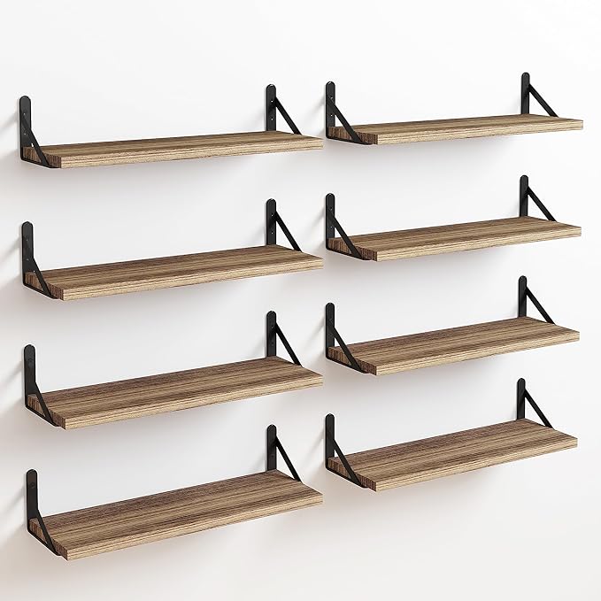 Fixwal Shelves for Room Wall, Width 4.75in Rustic Wood Wall Storage, Floating