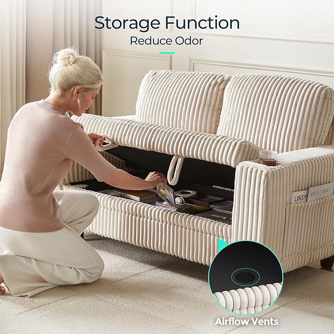 LINSY HOME Loveseat Sofa with Storage