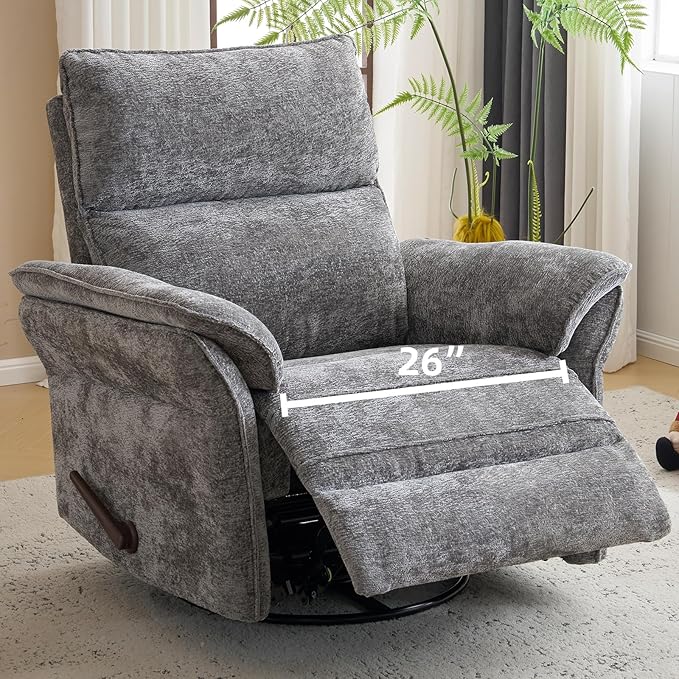 Oversized Glider Rocker Recliner, Chenille Rocking Nursery Chair