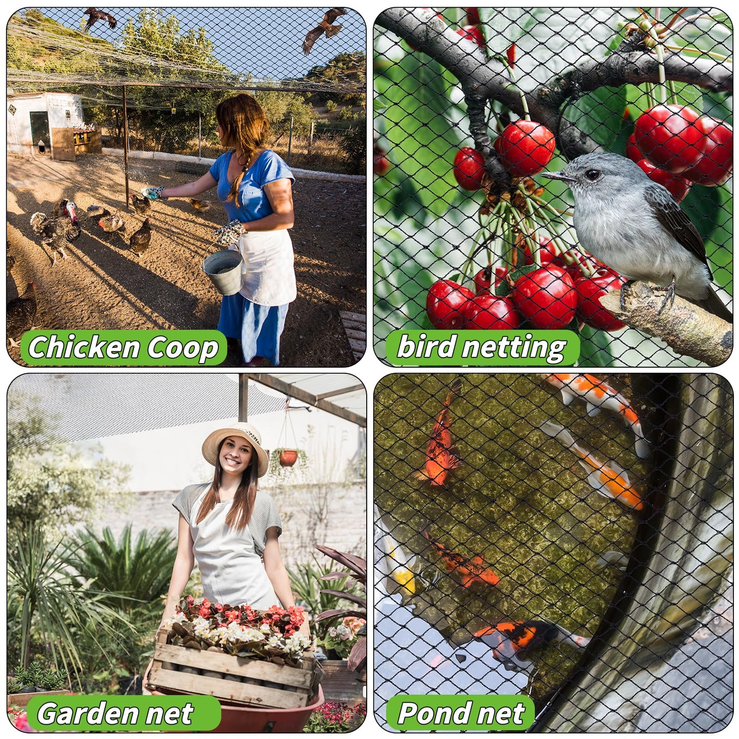 Garden Mesh Netting 28x30 FT - Heavy Duty Bird Net, Mesh Pest Barrier Reusable Ultra Fine Deer Fence Netting Crops Row Cover Raised Bed Protect Fruits Flower Vegetables from Bird Deer Squirrel
