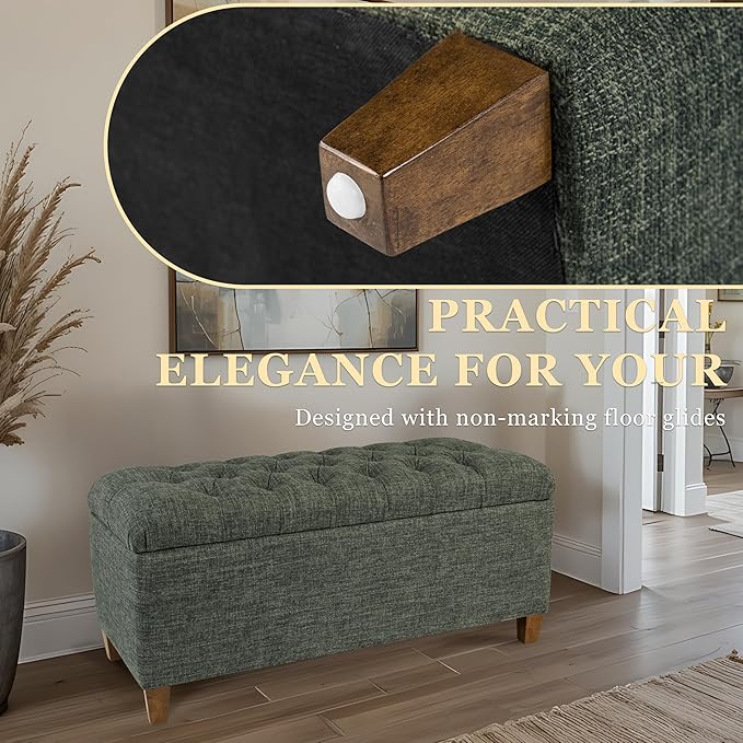 Homepop Home Decor Tufted Ainsley Button Storage Ottoman Bench