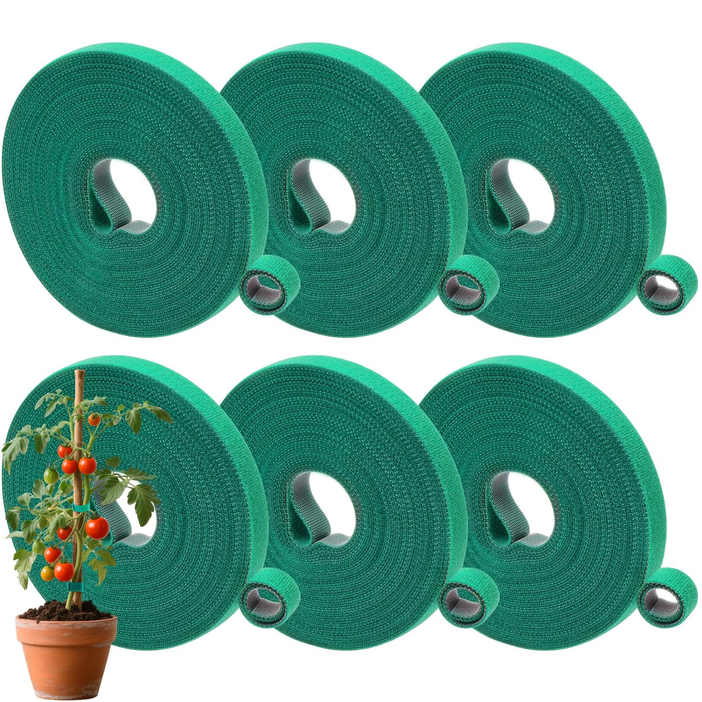 AUGHOA Plant Tape, 6 Roll 196 Ft Garden Tape, Reusable Garden Plant Ties, Adjustable Twist Ties for Tying Plants, Flowers, saplings and Vines (196 ft x 1/2 in)