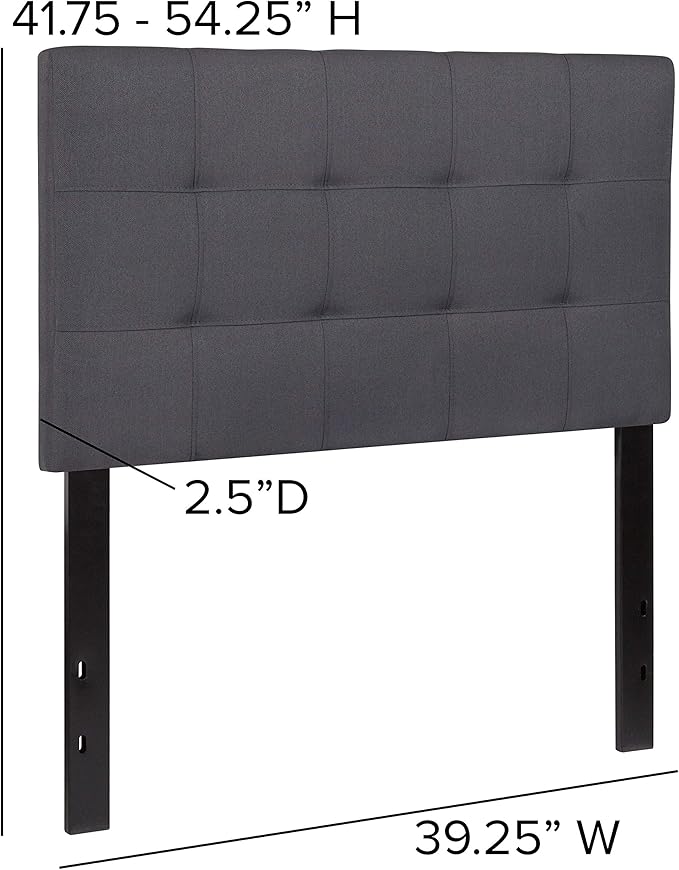 Flash Furniture Bedford Tufted Upholstered Twin Size Headboard in Dark Gray