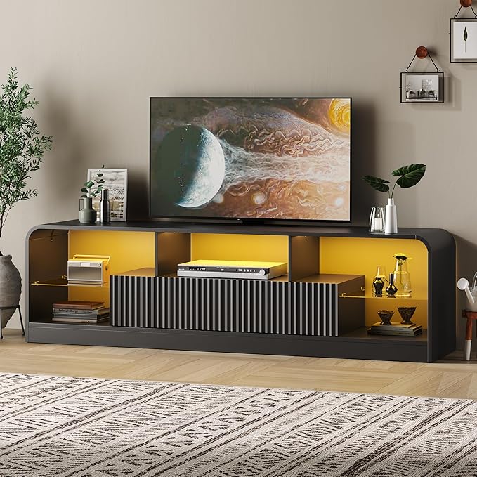 TV Stand for 60/65/70 Inch TVs, Modern Curved TV Console