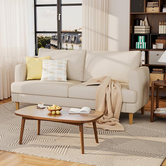 70" Modern Loveseat Sofa with USB Type-C Ports, Linen Fabric 2-Seater Deep Seat