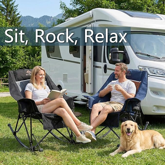 400lbs Rocking Camping Chair, Oversized Heavy Duty XL Folding Rocker