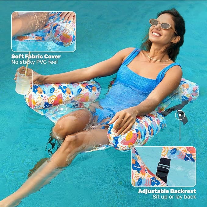 SLOOSH Inflatable Pool Floats Adult, 2 Packs Floating Lounge Chairs, Blow up