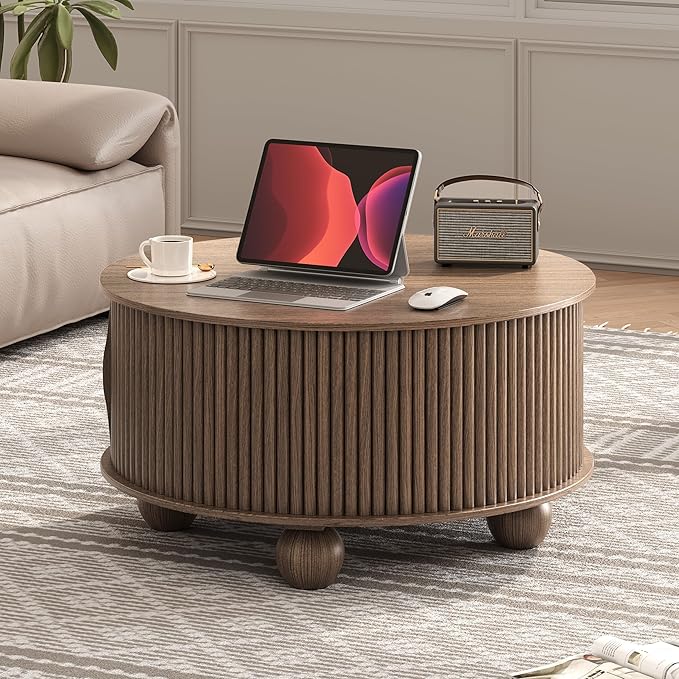 SULIVES Round Coffee Table