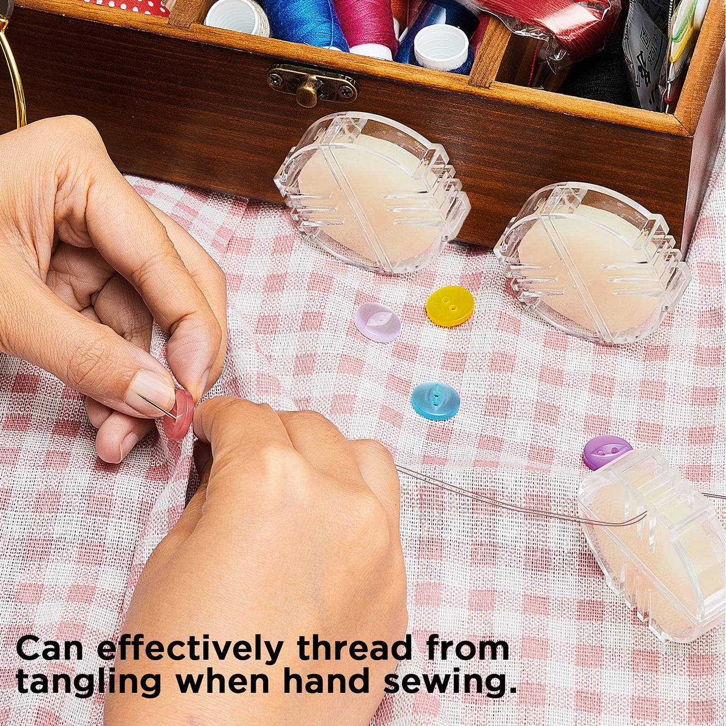 Maitys 2 Pcs Thread Wax Thread Conditioner Beeswax for Hand Sewing Embroidery Beeswax Floss Conditioner for Quilting Sewing Strengthening Line Embroidery Wax (Colorless,Clear Case)