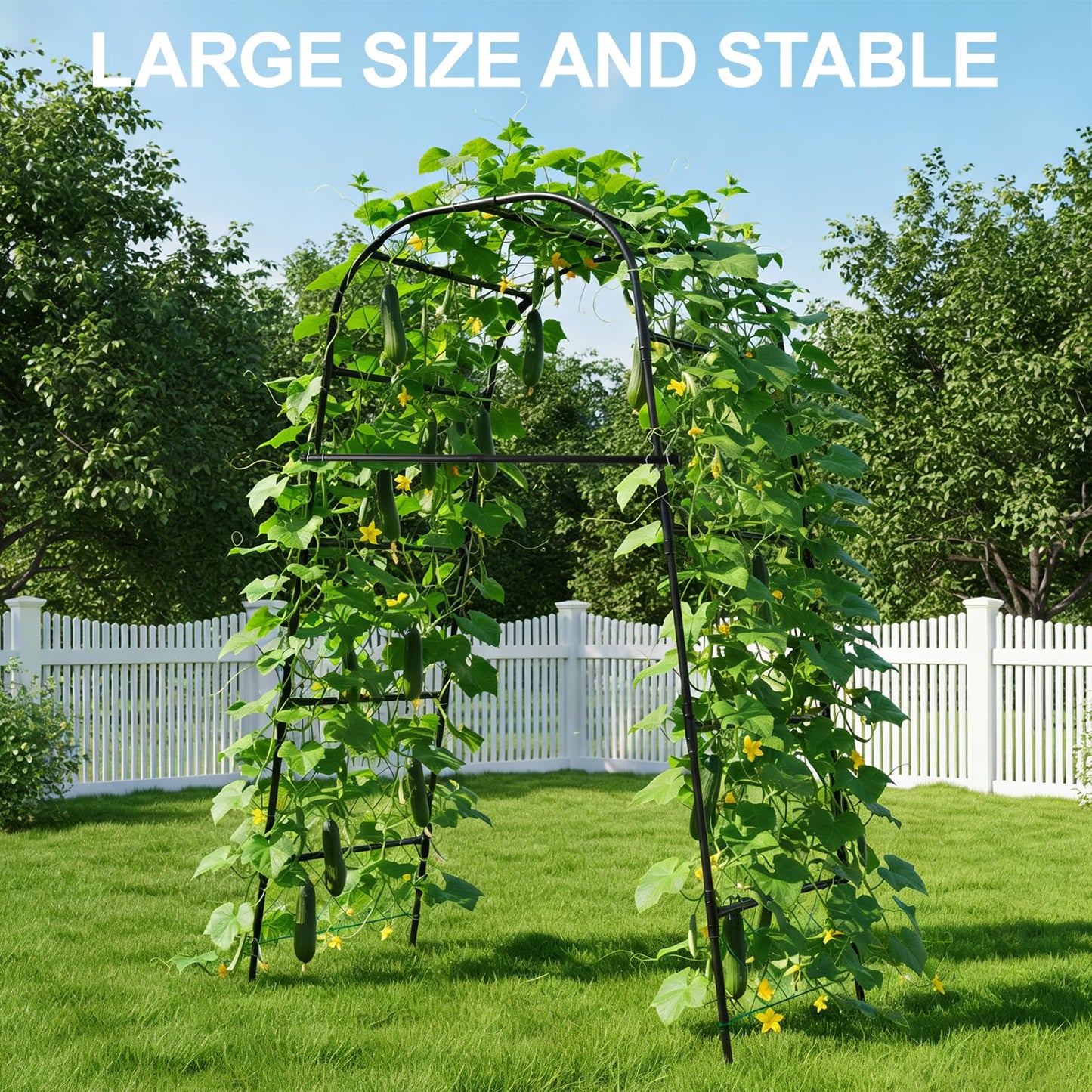 PHENEAHILL Extra Tall Garden Arch Trellis for Cucumber, Heavy-Duty Rust-Resistant Powder-Coated Steel, Vertical Support for Large Vining Vegetables (47”W x 79”H)