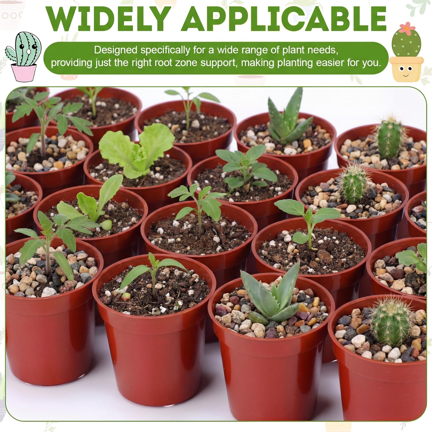 Domensi 400 Pcs 2 Inch Brick Red Nursery Pots, Mini Plastic Plant Pot Nursery Seedling Pot with Drainage Holes for Seeds Starter, Indoor Outdoor Garden Vegetables Flowers Seedlings, Gardening Gifts