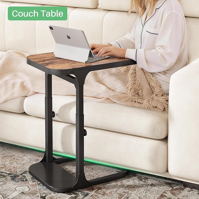 Kitstorack Ultra Stable & Durable End Table, Ajustable Height C Shaped Side