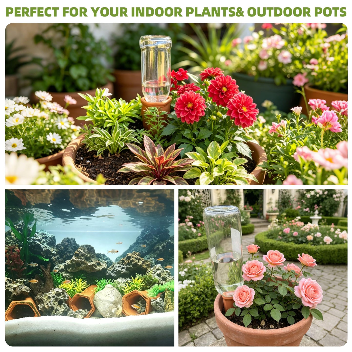 Tcamp 10 Pack Terracotta Watering Spikes, Plant Watering Devices Wine Bottle Automatic Plant Self Watering Spikes for Vacations, Self-Watering Stakes for Indoor Outdoor Plants