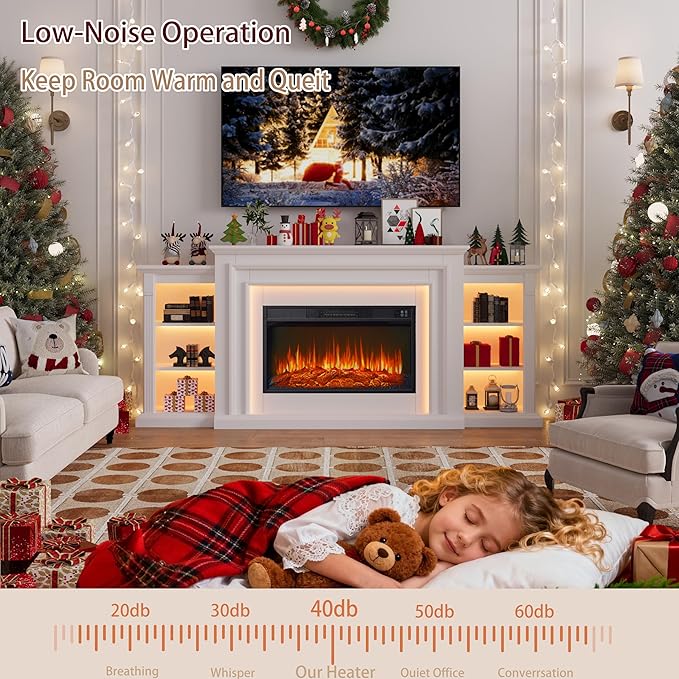 80" LED Lights Electric Fireplace