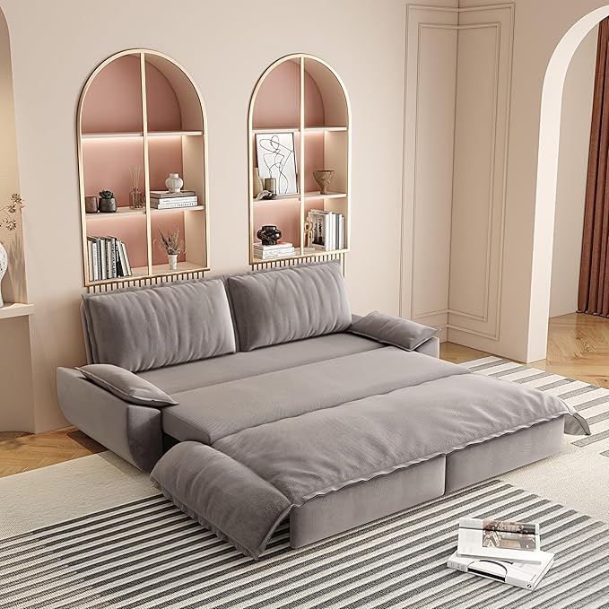 KEIKI 73.2" Queen Sleeper Couch, 3-in-1 Convertible Pull Out Sofa Bed